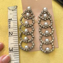 Load image into Gallery viewer, Crystal and pearl drop earrings c1960