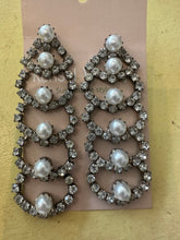 Load image into Gallery viewer, Crystal and pearl drop earrings c1960